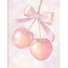 Coquette Notebook: Cute Aesthetic Notebook for School, College Ruled, Coquette School Supplies, Trendy Preppy Pink Bow and Cherries