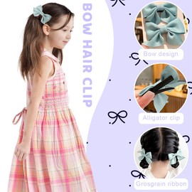 1 Pair Bow Hair Clips Hair Clips Hair Bows Girls Non-Slip Crocodile Hair Clips Bow Hair for Christmas Wedding Birthday (Green)