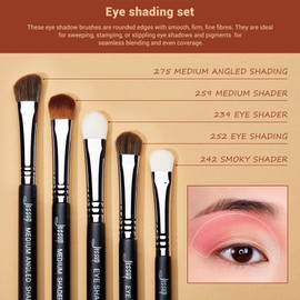 Jessup Brush Set Makeup Eyeshadow Brush Set 12-Piece Eye Brush Set Professional Eye Make Up Brush Set Eye Brush Makeup Brush Set Blender Brush Eye Shader Smoky Blending Black Silver T339