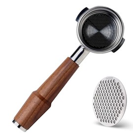 KNODOS Bottomless Portafilter 58mm for E61 Group Head | Walnut Professional Naked Portafilter | Includes Puck Screen Compatible with Rocket, Lelit, Ascaso, Profitec, ECM, Flair 58 & More