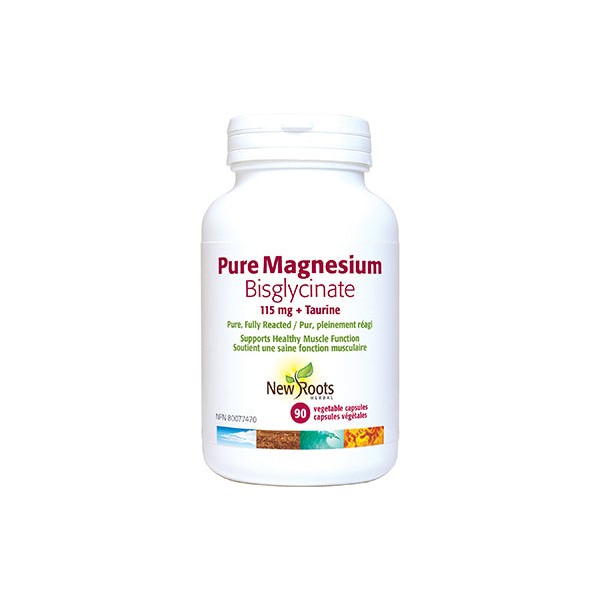 New Roots Herbal Pure Magnesium Bisglycinate 115mg + Taurine (90