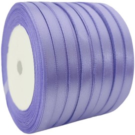 Satin Ribbon 1/4 inch for Gift Wrapping 200 Yards Assorted Thin Fabric Bow Ribbons for Crafts & Hair 6mm Skinny Solid Flower Bouquet Ribbon Bulk for Christmas-Party & Home Decoration (21 Lavender)