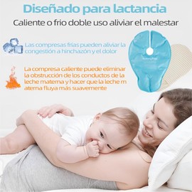 UTJCNVC 2 PCS de Almohadillas de Gel para Amamantar,Bolsa de Gel Terapéutica 3 en 1,Paquetes Hielo para Senos Fríos calientes para lactancia materna,desbloquear conductos mamarios y aliviar el dolor