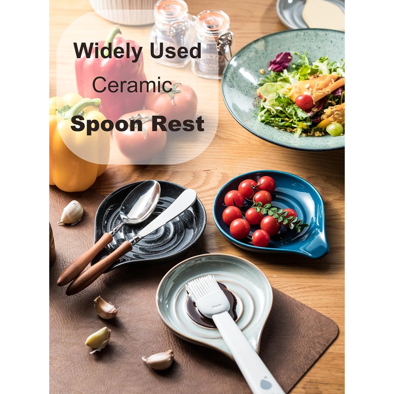 LAUCHUH Spoon Rest for Stove Top, Ceramic Spoon Holder 5"