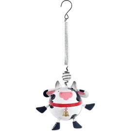 Sunset Vista Designs Funny Yard Decor - Ball-Shaped Belly Acres Farm Friends Hanging Bouncy Ornament, 13" Long, De Ja Mooo Cow