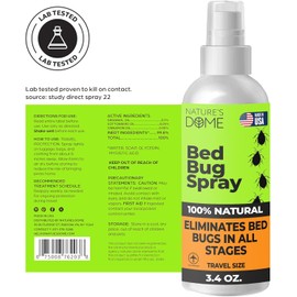 Nature’s Dome Bed Bug & Mite Spray – TSA-Approved 3.4 oz Travel Size– 100% Efficacy, Destroys Eggs & Resistant Strains, Made from Natural Ingredients