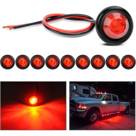 Nilight 10PCS 3/4 Inch Round LED Front Rear Side Marker Indicator Light
