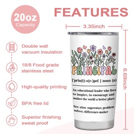 Principal Tumbler - Appreciation Gift for Women, Best for Principal Day, Teacher Appreciation, Birthday, Retirement, Christmas - 20oz