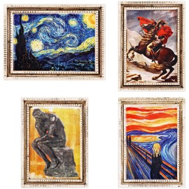 HannaFires 4PCS World Famous Painting Refrigerator Magnets – Van Gogh Starry Sky, Unique World Famous Paintings, Retro Style, Vintage Art, Home Decor Gifts and Souvenirs. Fridge Magnets Retro