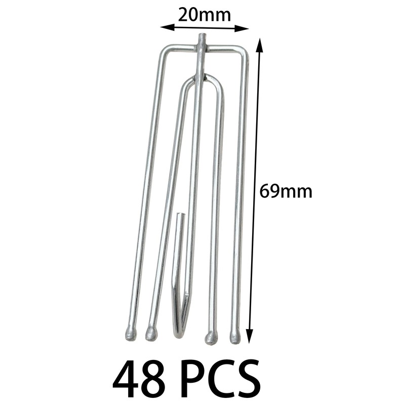 48 PCS Metal Curtain Hooks,Pinch Pleat Curtain Hook (Silver)