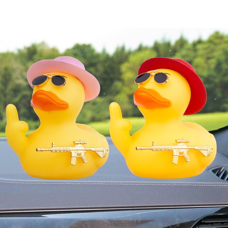 Mwmoeen Gummi Ente für Auto Ornament, Cool Yellow Duck Auto