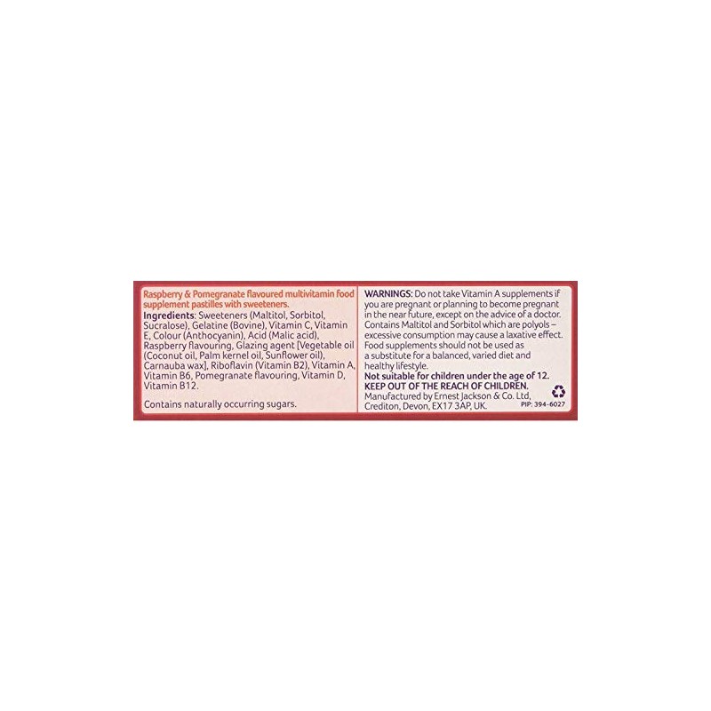 3 X Bassetts Raspberry and Pomegranate Adult Multivitamin Chewies -