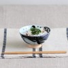 Minoru Touki White Wave Whale Blue Ceramic Rice Bowl Small