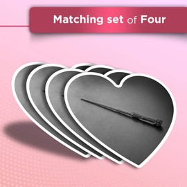 Vinyl Heart Stickers (Set of 4) - BW - Magic Wizarding World Elder Wand Fun Decals for Laptops,Tablets,Luggage,Scrap Booking,Fridges #37046