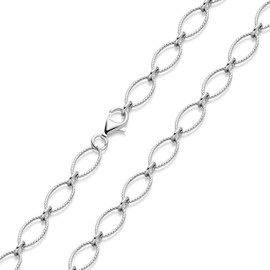 Materia Women's Wide Anchor Chain 925 Silver Necklace 8 mm Rhodium-Plated Chiselled 40-70 cm in Case K19, Tarnish protection thanks to rhodium
