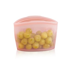 Firgi Platinum Silicone Food Grade Reusable Storage Bag, 3.6Cup Leak-Proof Airtight Seal, BPA-Free, Microwave, Freezer & Dishwasher Safe, Heat Resistant Sous Vide,Silicone Snack Bags, Dry Rose