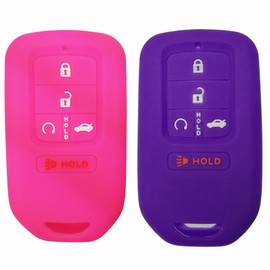 2Pcs Coolbestda Silicone Key Cover Case Keyless Entry Fob Skin Jacket Full Protector Remote for 2018 2019 2020 2021 Honda Accord Civic CR-V CRV Pilot EX EX-L Touring Premium