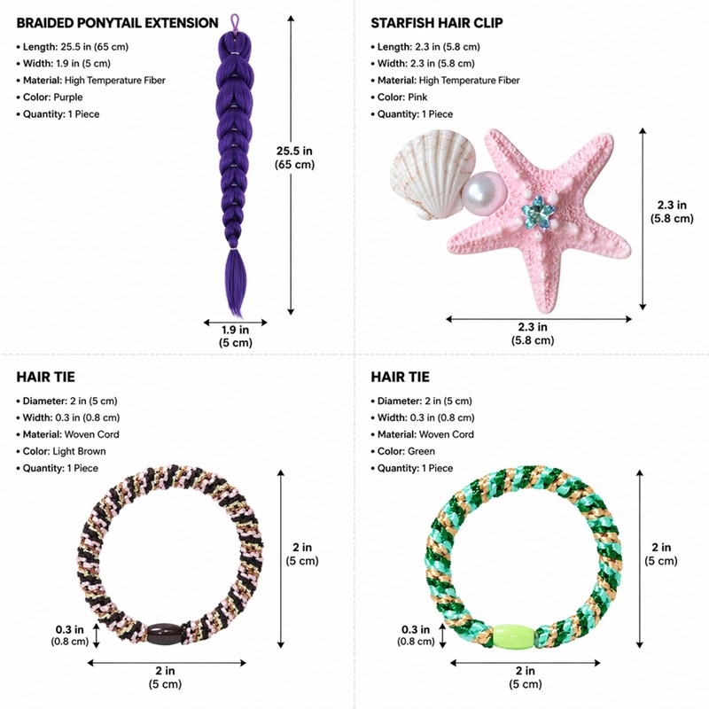 Hair Accessories Set - Ponytail Hair Extensions - Rhinestone Hair