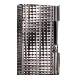 Classic Brass Lighter Luxury Exquisitely Carved Vintage Side Slide Ignition Butane Lighter, Refillable for Men, Dad, Husband, Unique Collectible (Silver)