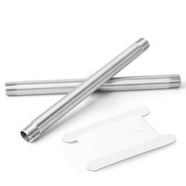 TAISHER Pack of 2 Stainless Steel Pipe Fittings, 1/4 Inch BSP x 1/4 Inch BSP Male Thread, 300 mm Length Nipple Cast Pipe