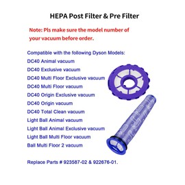 Filter Compatible with Dyson DC40 Filter Kit, Replacement DC40 filter for Dyson DC40 filter Kits Animal Vacuum Cleaners Multi Floor, Origin, Total Clean Vacuums,Compare Part 923587-02 & 922676-01