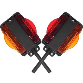 NEW SUN 2PCS 7 LED Fender Lights Kit, Pre-Wired Dual Side 4X5, Higher Power LED, Turn Signal Marker, Amber & Red, RH&LH, for Boat Utility Trailer Hauler Car