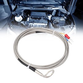 K Type Thermocouple Sensor Bend Probe Temperature Probe, Stainless Steel Cylinder Head Temp Sensor for Automotive Engine CHT Measurement with 14mm ID Washer, Metal Woven Wire