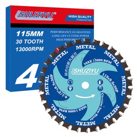 SHUZIYU 4-1/2" (115mm)-30T, Metal Working Circular Saw Blade, Arbor 3/8"(9.5mm), Use on All Brand 9.5mm Arbor Cordless Saw, Metal, Steel Iron Bar, Sheet, Angle Cutting