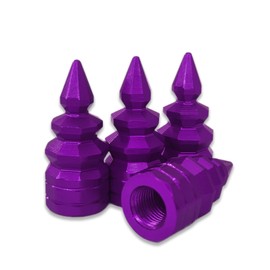 HQRNYP 4PCS Car Tire Valve Caps, Valve Stem Covers, Stainless Steel Vehicle Wheel Air Caps, Universal Dustproof Waterproof Tire Decoration Accessories Fit for SUV Truck Motorcycle (Purple)