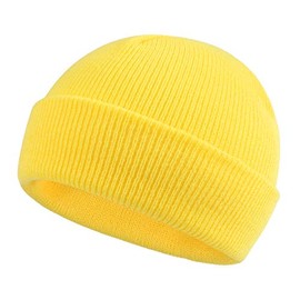 Classic Winter Knit Kids Hat Skull Cap for Toddler Boys Girls Autumn Men Women Fisherman Beanie (Yellow, M)