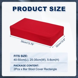 uxcell Bar Stool Cover Rectangle, Stretch Washable Saddle Counter Vanity Barstool Slipcover Seat Cushion Protector with Elastic Band for Wooden Metal Bench Chair(Red, 2Pcs)