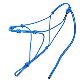 Knotty Girlz 4 Knot Horse Rope Training Halter - 3/16" (5mm) Very Thin! Stiff Polyester Halter Rope (Blue, Large)