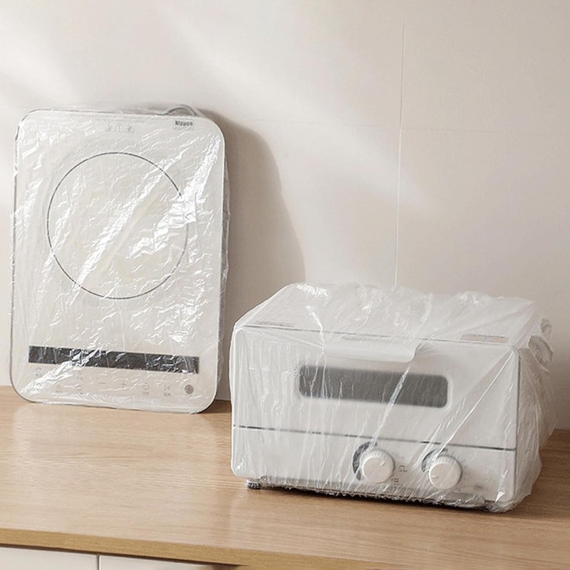 Pack of 10 Dust Covers for Kitchen Appliances, Transparent Elastic