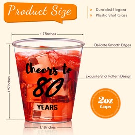 Zubebe 100 Pieces Cheers to Years Birthday Shot Glasses 2 oz Disposable Cups, Birthday Party Favors for Her and Him Women Men Anniversary Wedding Decorations(Cheers to 80 Years)