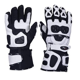 NORMAN Polar Force Leather Waterproof Thermal Winter Motorcycle Motorbike Gloves White (M)