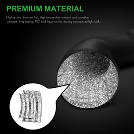 Simple Deluxe 6 Inch Flexible Air Aluminum Ducting, 25-Feet Long Vent Hose for HVAC Ventilation and Exhaust, 2 Clamps, Black