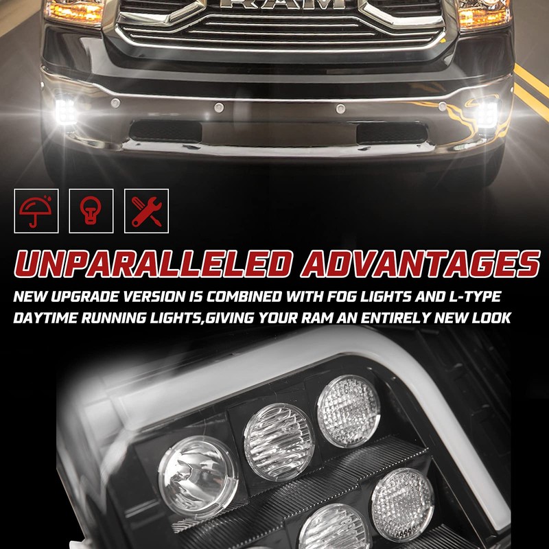 BUNKER INDUST Dodge Ram LED Fog Light with Daytime Running