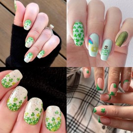 8 Sheets St. Patrick's Day Nail Art Stickers Spring Decals Green Shamrock 3D Self-Adhesive Nail Stickers Cute Designs Nail Supplies Nail Decorations Holiday DIY Nail Accessories for Women and Girls