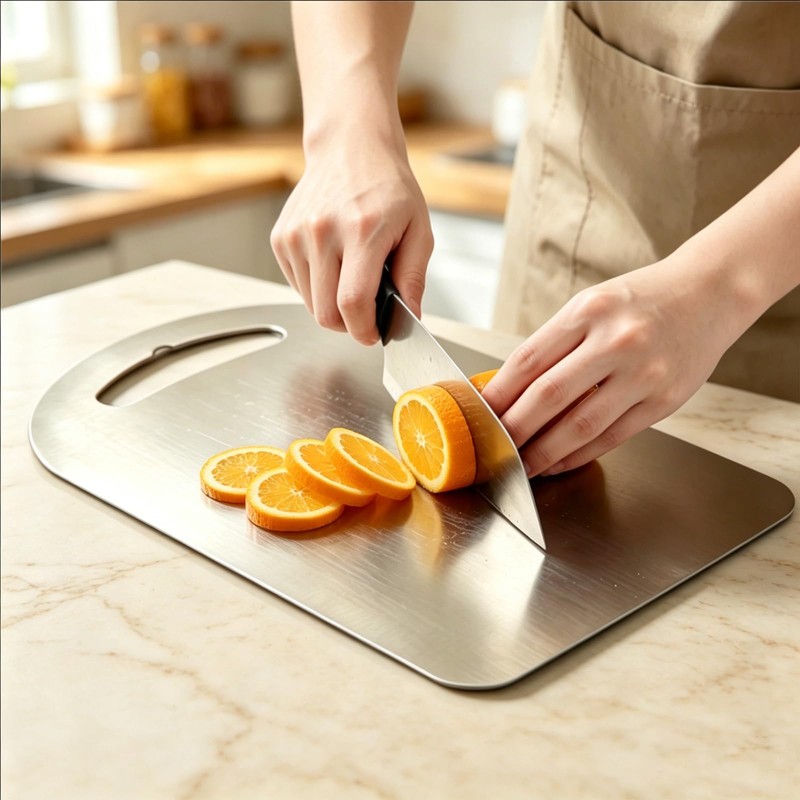 Stainless Steel Kitchen Prep Board Set, Arch-Shaped Metal Cutting Board