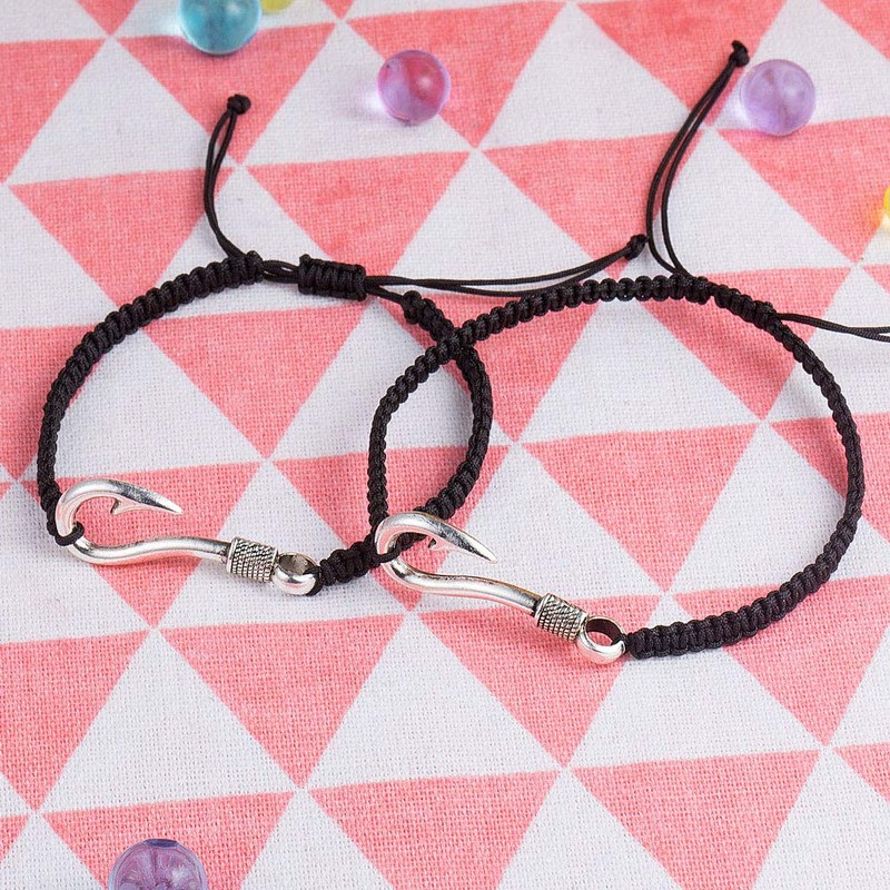 Wolentty His Hers Couples Bracelet Fish Hook Relationship Bracelets Gift