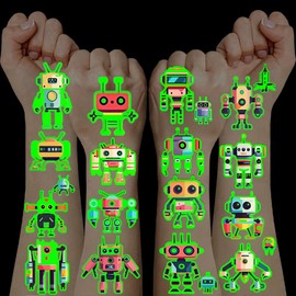 10 Blätt Tattoos für Kinder,Roboter Kinder Tattoo Jungen Spielzeug ab 3 4 5 6 7 8 9 10 Jahre Leuchttattoos Kindertattoos Geschenk Junge 3-12 Jahre Temporäre Tattoos Party Gadgets Sticker Set