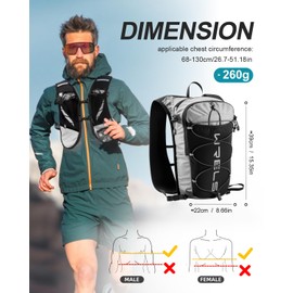 WRELS Running Hydration Vest 8L for Men Women with 10 Pockets，Adjustable Lightweight Running Water Backpack for Marathon Jogging Cycling Hiking