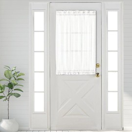 Aquazolax White Sheer Privacy Curtains That Let Light in - Rod Pocket Small Doorway Curtain Panel Elegant Solid Voile Pure White Drapery Panel 25" x 40" - 1 Piece