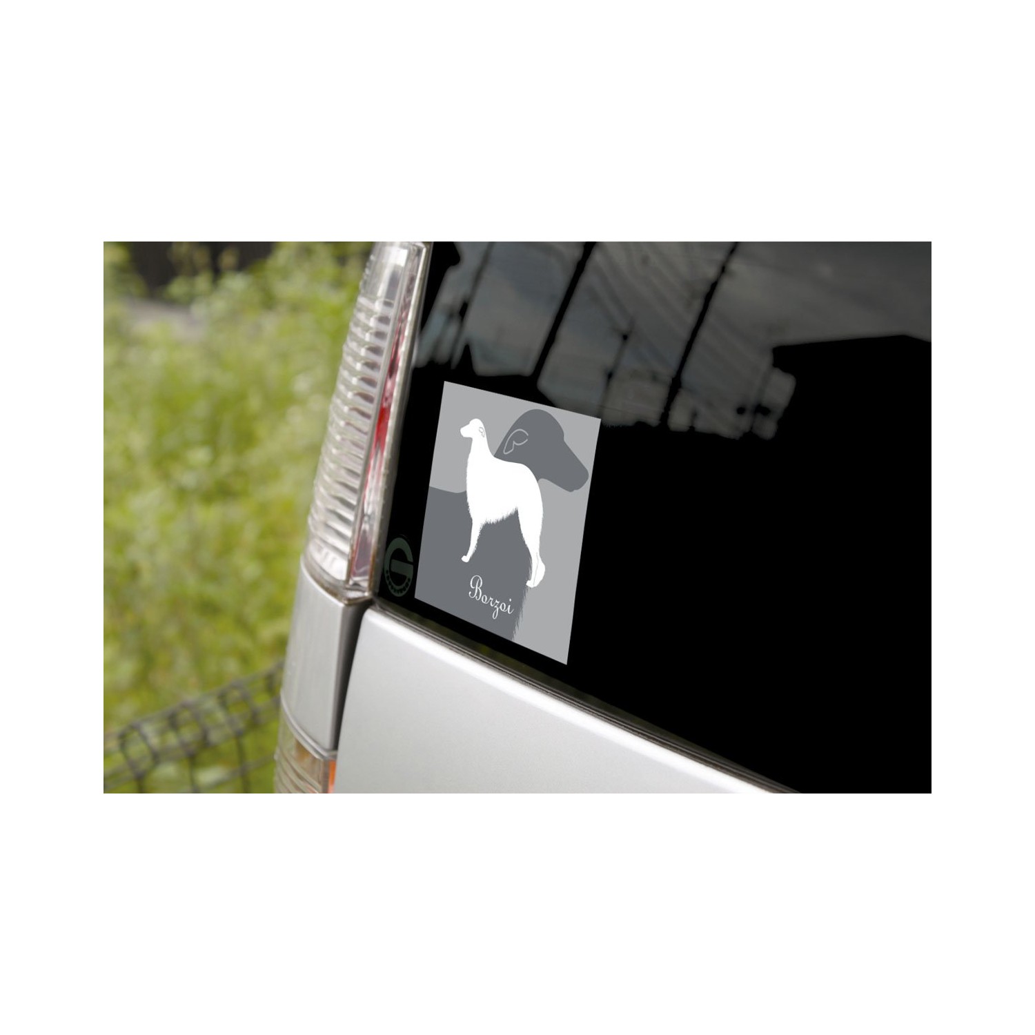 Borzoy Dog Sticker Premium Silhouette Gray M Size MK-2 - ibspot.com