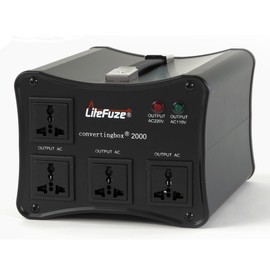 LiteFuze convertingbox 2000 Watt Auto Voltage Converter Transformer - Light Weight - Step Up/Down - Circuit Breaker - Detachable Cord [5-Years Warranty]