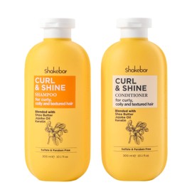 Set de Champú y Acondicionador para Cabello Rizado Con Queratina, Champú Natural Curl & Shine Manteca de Karité Rica, Aceite de Jojoba, Queratina, Sin Sulfatos, Sin Parabenos, Control Del Fri