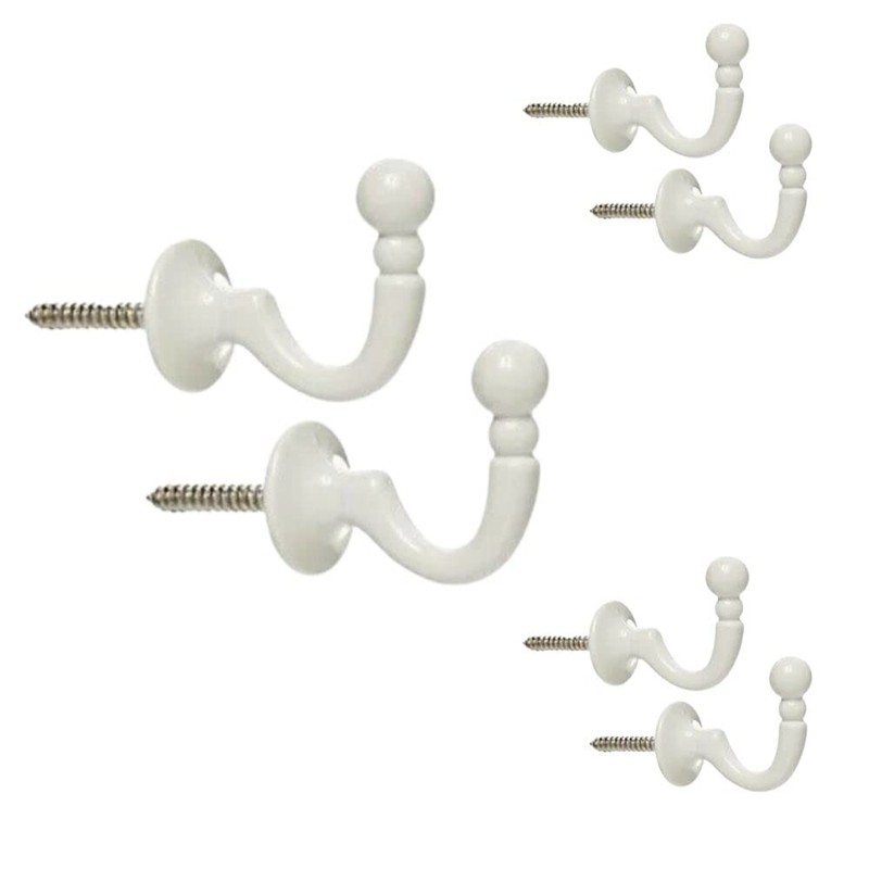 White Curtain Tassel Hooks Ball End Curtain Drape Tassel Screw