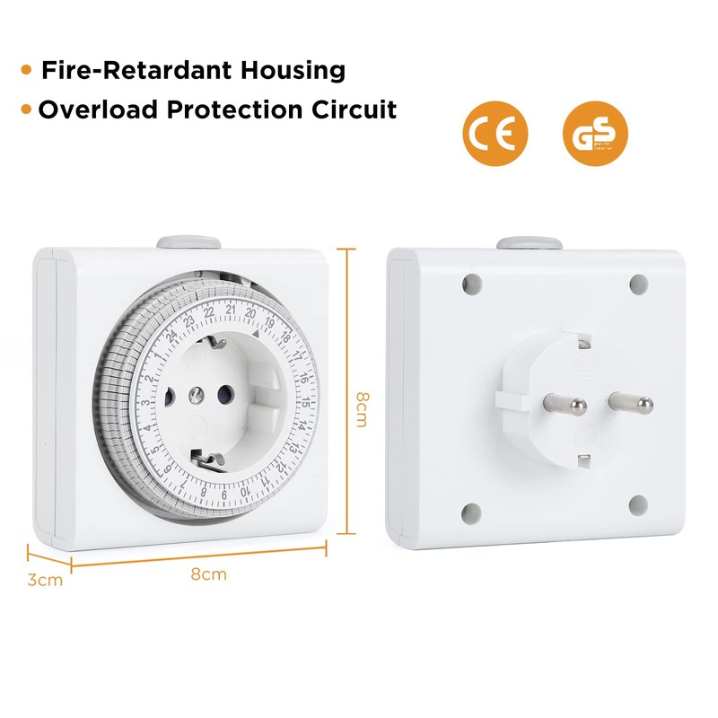G-Homa Mechanical Timer Socket, Analogue Timer for Indoor Use with