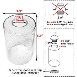 Clear Bubble Seeded Glass Shade, Cylinder Glass Lamp Shade Light Fixture Replacement Glass Globe with 1-5/8-Inch Fitter Opening, Diameter 3.9”Height 5.9"