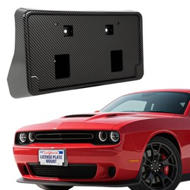 ABS Front License Plate Holder & Frame Bracket- Enhanced Anti- Vibration Design - Compatible with Dodge Challenger 2010-2025+, Rust-Proof Replacement with Screws,Quick Installation,Carbon Fiber